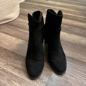 Banana Republic Black Suede Ankle Booties with Block Heel